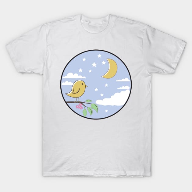 A small yellow bird on a branch T-Shirt by mypointink